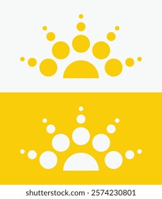 icon set Yellow half sun , including shining rays, sunset designs, solar energy, and star-inspired illustrations. Perfect for representing warmth, tanning, and bright energy.