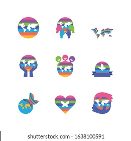 Icon set of zero discrimination day, flat style icons vector illustration design