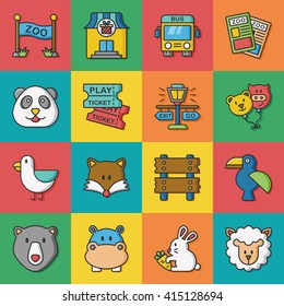 icon set zoo vector