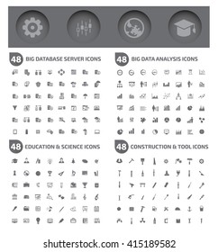 Icon set,Big database icons,Big data analysis,Education,science,construction,industry icons,vector