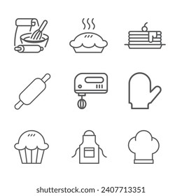 Icon sets. Cooking tools. cake dough. Illustrations vector.