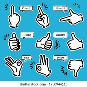 Icon sets of various hand gestures (with white border)