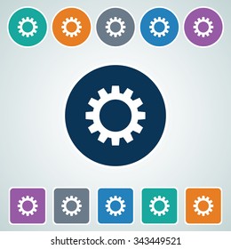 Icon of Setting in Multi Color Circle & Square Shape. Eps-10.