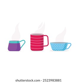 Icon of several colorful mugs with hot drinks