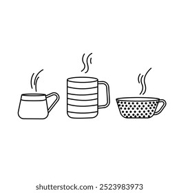 Icon of several colorful mugs with hot drinks