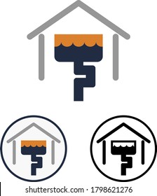 Icon Of The Sewer In House. Simple Flat Vector Clipart Of Sewage System In Buildings