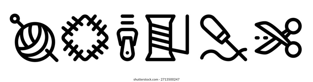  icon Sewing Line vector illustration