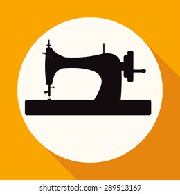 Icon Sewing Machine on white circle with a long shadow