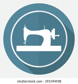 Icon Sewing Machine on white circle with a long shadow