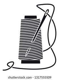 Icon Sewing Thread on Spools. Vector Isolated Coil. Silhouette