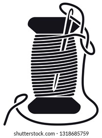 Icon Sewing Thread on Spools. Vector Isolated Coil. Silhouette