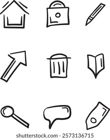 Icon shape elements set design. With cartoon drawing style. symbol sign collection. for your unique design