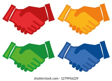 Icon Shape flat design Handshake colorful set for the creative use in graphic design
