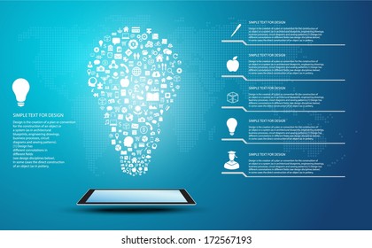 Icon shape infographic of idea and thinking concept with global communication, Lamp