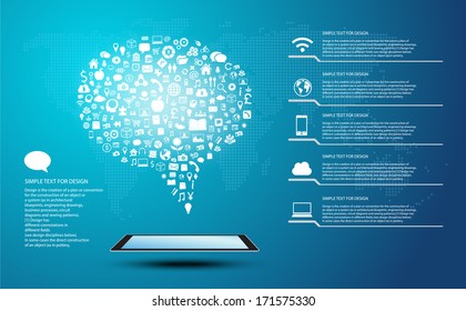 Icon shape infographic of  Speech with global communication