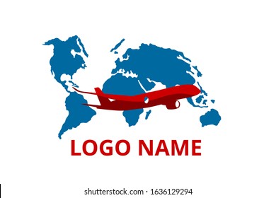 icon shape of plane fly in the sky with cloud logo design idea concept for travel, sport, adventure journey, education aviation company. flight over world.