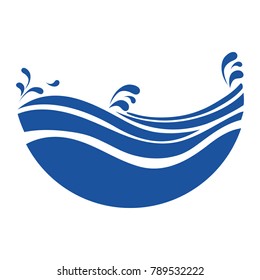 icon shape wave and blue ocean