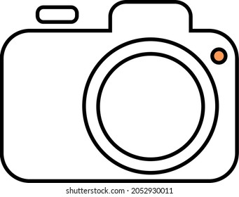 icon in the shape of a white camera with an orange lamp