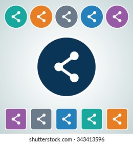 Icon of Share in Multi Color Circle & Square Shape. Eps-10.