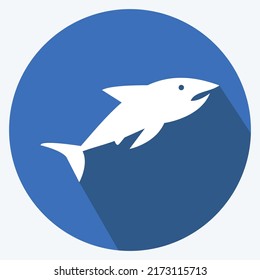 Icon Shark 2. suitable for Sea symbol. long shadow style. simple design editable. design template vector. simple symbol illustration