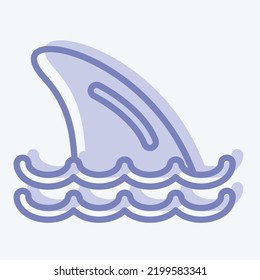 Icon Shark Fins. suitable for seafood symbol. two tone style. simple design editable. design template vector. simple illustration