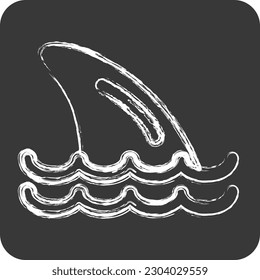 Icon Shark Fins. suitable for seafood symbol. chalk Style. simple design editable. design template vector