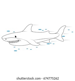 Icon of the shark. Silhouette of a shark with bare teeth. Vector illustration.