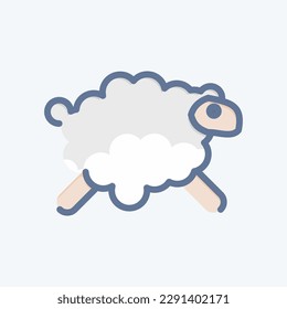 Oveja de iconos. relacionado con el símbolo de Eid Al Adha. Estilo Doodle. diseño simple editable. ilustración simple