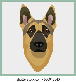 Icon with sheepdog. Vector illustration in flat style.
