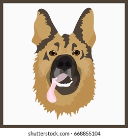 Icon with sheepdog. Vector illustration in flat style.