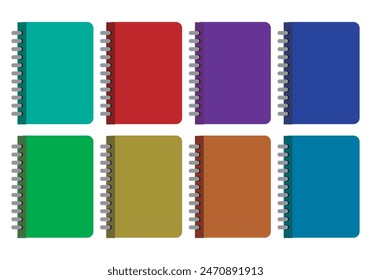 Hoja de iconos de diferentes cuadernos sobre fondo blanco.