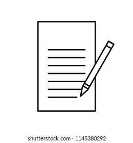 Icon of sheet of paper with pencil taking notes
