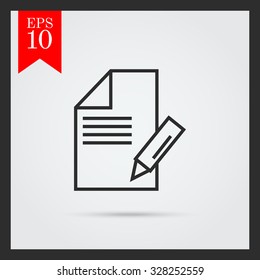 Icon of sheet of paper with pencil taking notes