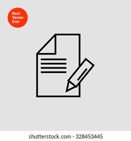 Icon of sheet of paper with pencil taking notes