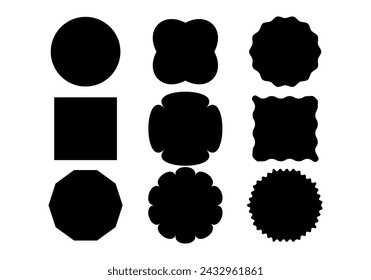 Icon sheet of rough curved and straight black spots.