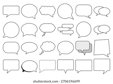 Icon sheet of speech, thought, and chat bubbles