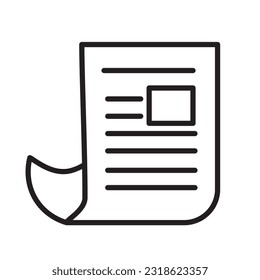 ICON OF A SHEET OF VECTOR DOCUMENT PAPER WITH A BLACK LINE STYLE. GREAT FOR SYMBOLS AND DESIGN ELEMENTS