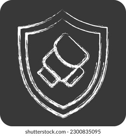 Icon Sheild. related to Combat Sport symbol. chalk Style. simple design editable. simple illustration.boxing