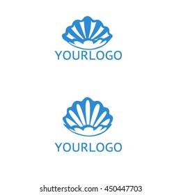 icon shell logo with a pearl inside. Vector stock