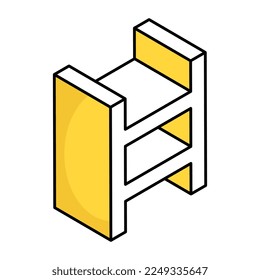 An icon of shelves in flat isometric design available for instant download 