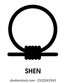 Icono del símbolo del anillo shen. Jeroglífico amuleto que denota infinito. Shen Ring Ilustración vectorial egipcia. Logotipo, signo, icono, símbolo aislado sobre fondo blanco.