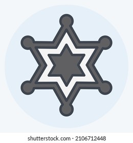Icon Sherrif Badge - Color Mate Style - Simple illustration, Good for Prints , Announcements, Etc