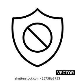 The icon of Shield with block sign. Simple flat icon illustration of Shield with block sign. Shield with block sign Vector illustration logo template for many purpose.