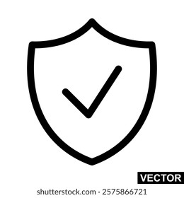 The icon of Shield check mark, tick mark symbol. Simple flat icon illustration of Shield check mark. Shield check mark Vector illustration logo template for many purpose.
