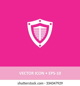 Icon of Shield on Magenta Color Background. Eps-10.