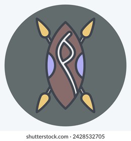 Icon Shield. related to Kenya symbol. color mate style. simple design editable. simple illustration