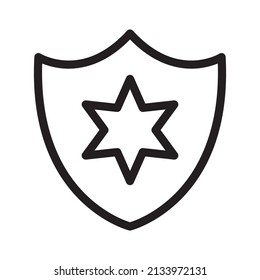 Icon with shield icon with star. Design element. Vector illustration. stock image.