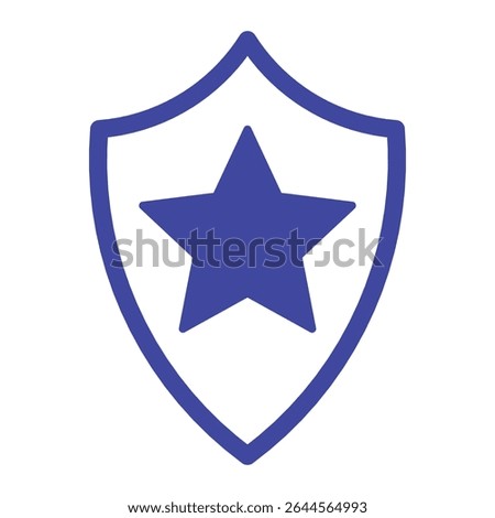 icon of a shield with a star symbol in the center, representing protection, security, badge, defense, or law enforcement emblem.