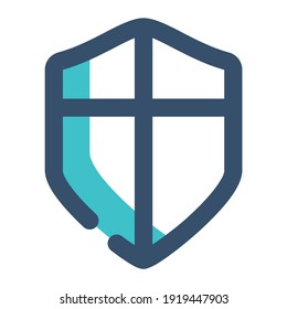 icon shield status for protection using filled line style and blue color