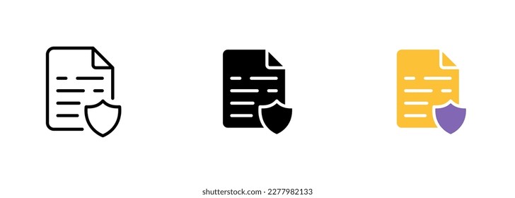 An icon of a shield, symbolizing protection and defense against potential threats or attacks. Vector set of icons in line, black and colorful styles isolated.